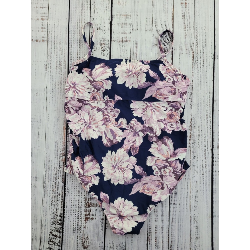 Isabel Maternity Lavender Navy Floral One Piece Bathing Suit Size XL